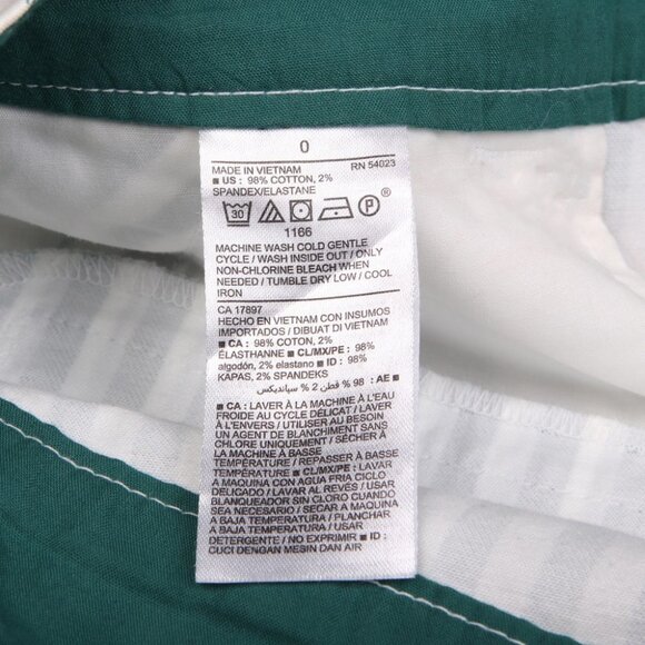 Old Navy Everyday Short Striped  High Rise Stretch Cotton  White Teal Green - Picture 7 of 7